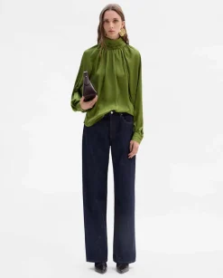 Fiesta|Camisas Y Blusas|SIMORRA Blusa fluida cuello alto Verde