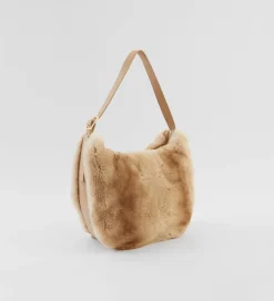 Bolsos|SIMORRA Bolso pelo media luna Beige