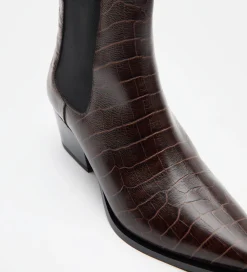 Zapatos|SIMORRA Botín piel efecto cocodrilo Marrón