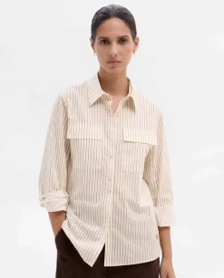 Camisas Y Blusas|SIMORRA Camisa rayas bolsillos Beige
