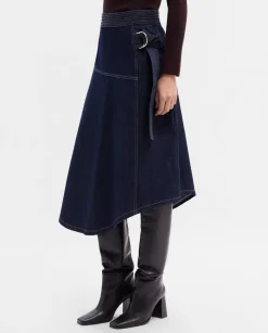 Pantalones Y Faldas|SIMORRA Falda denim pespuntes Azul