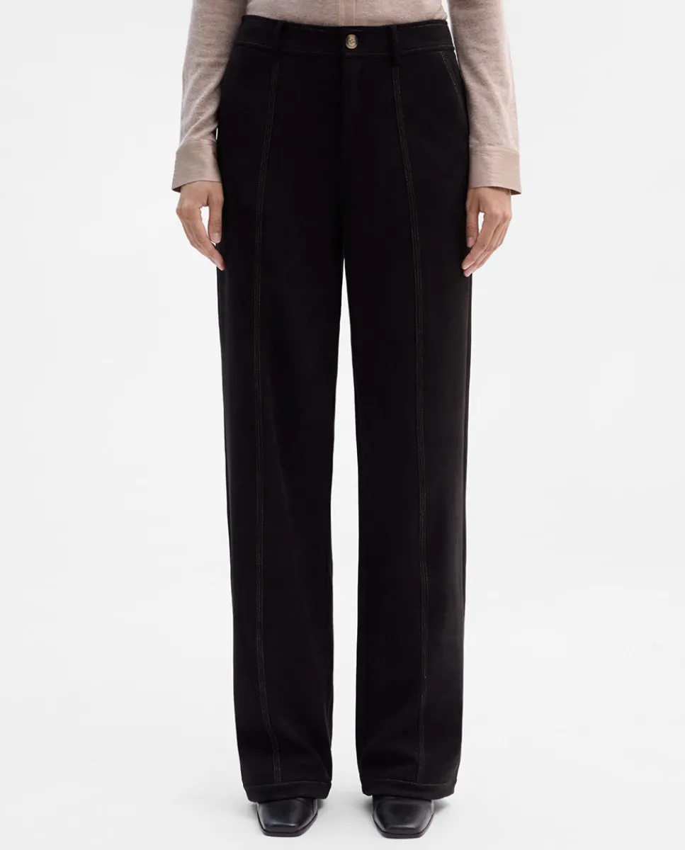 Pantalones Y Faldas|SIMORRA Pantalón antelina pespuntes Negro