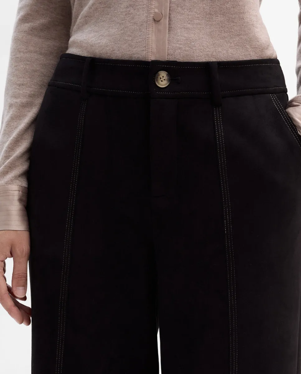 Pantalones Y Faldas|SIMORRA Pantalón antelina pespuntes Negro