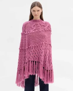 Prendas De Abrigo|Prendas De Punto|SIMORRA Poncho punto hecho a mano Rosa