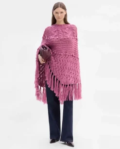 Prendas De Abrigo|Prendas De Punto|SIMORRA Poncho punto hecho a mano Rosa