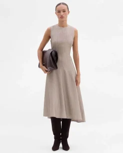 Vestidos|SIMORRA Vestido asimétrico rayas Beige