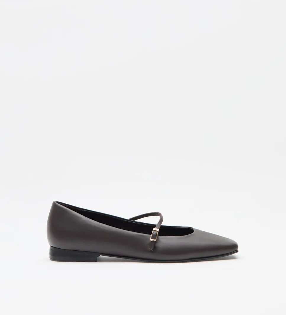 Zapatos|SIMORRA Zapato bailarina punta cuadrada Marrón
