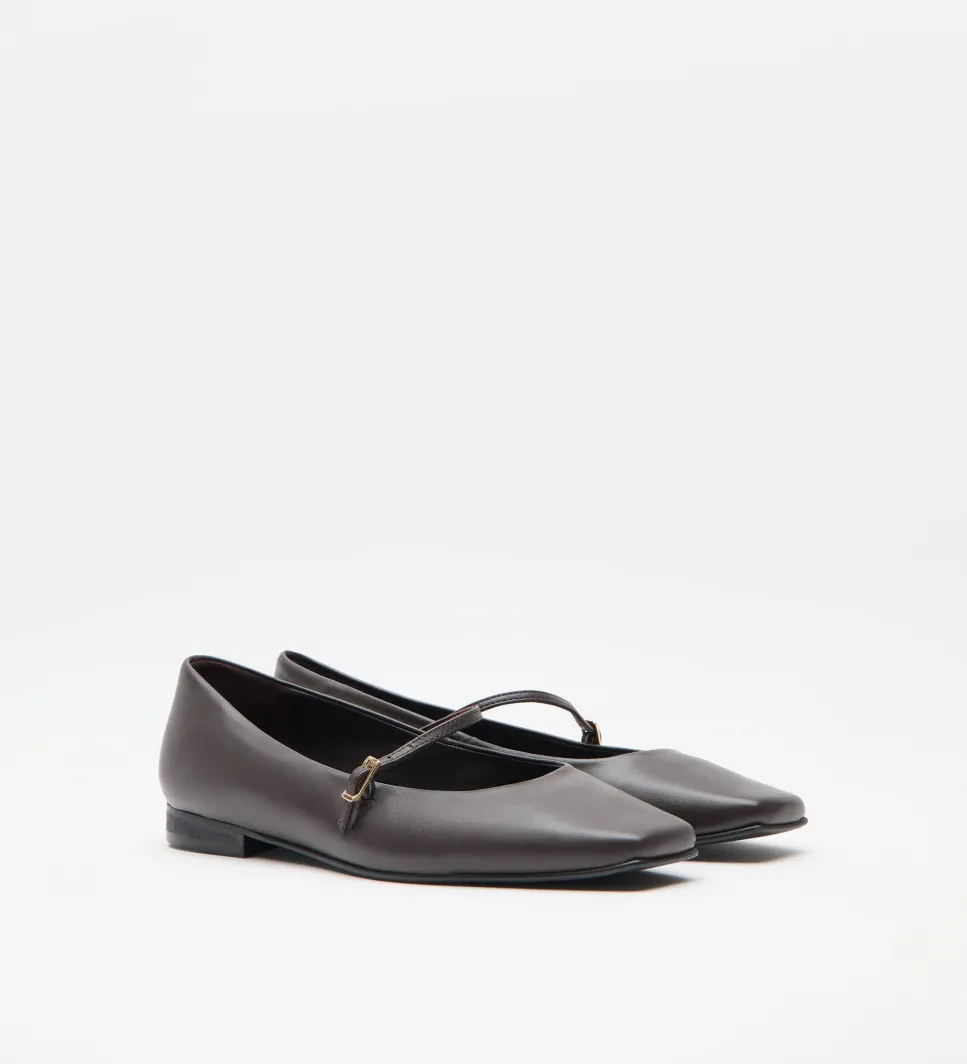 Zapatos|SIMORRA Zapato bailarina punta cuadrada Marrón