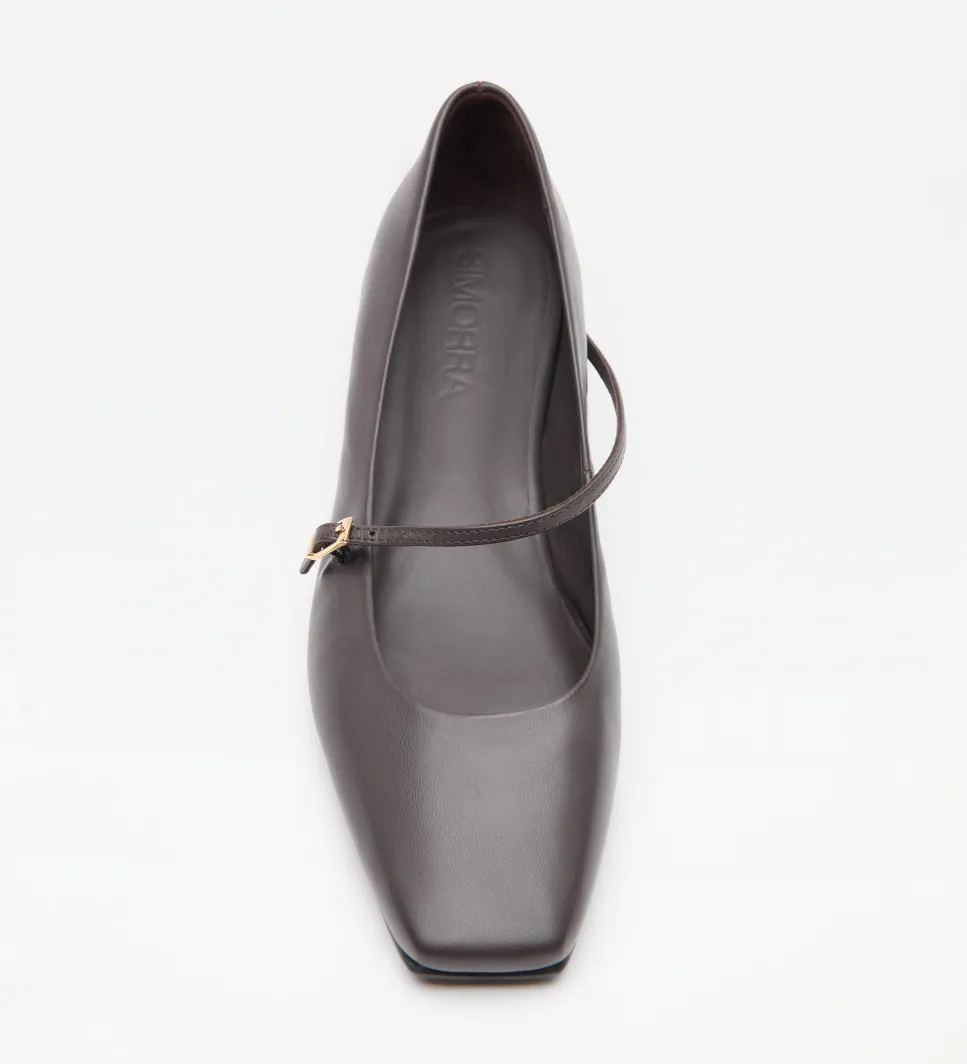 Zapatos|SIMORRA Zapato bailarina punta cuadrada Marrón