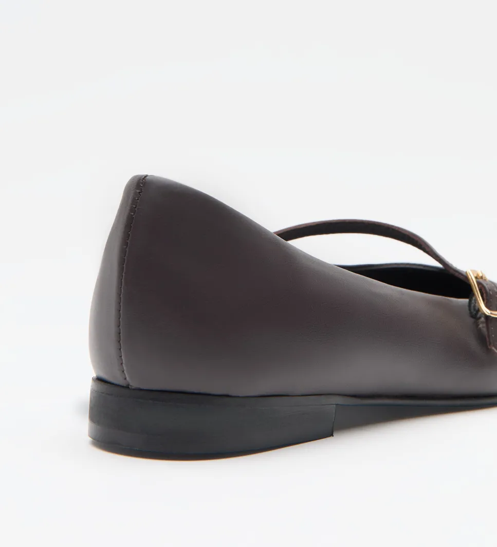 Zapatos|SIMORRA Zapato bailarina punta cuadrada Marrón